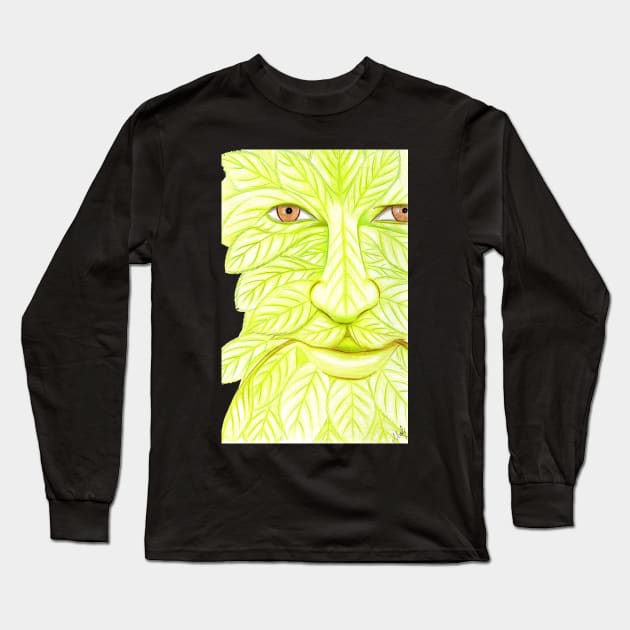 Man of the Forest, Green Man- Deep Purple Long Sleeve T-Shirt by EarthSoul